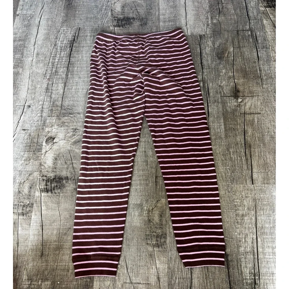Hanna Andersson Kids Striped Long John Pajama‎ Bottoms Brown Pink Organic Cotton